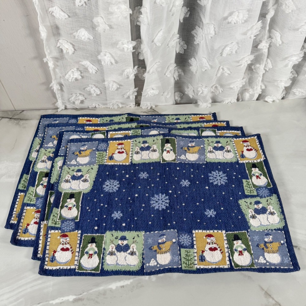 Set of 4‎ Park B. Smith Home For the Holidays Tapestry Snowmen Placemats 19"x13"